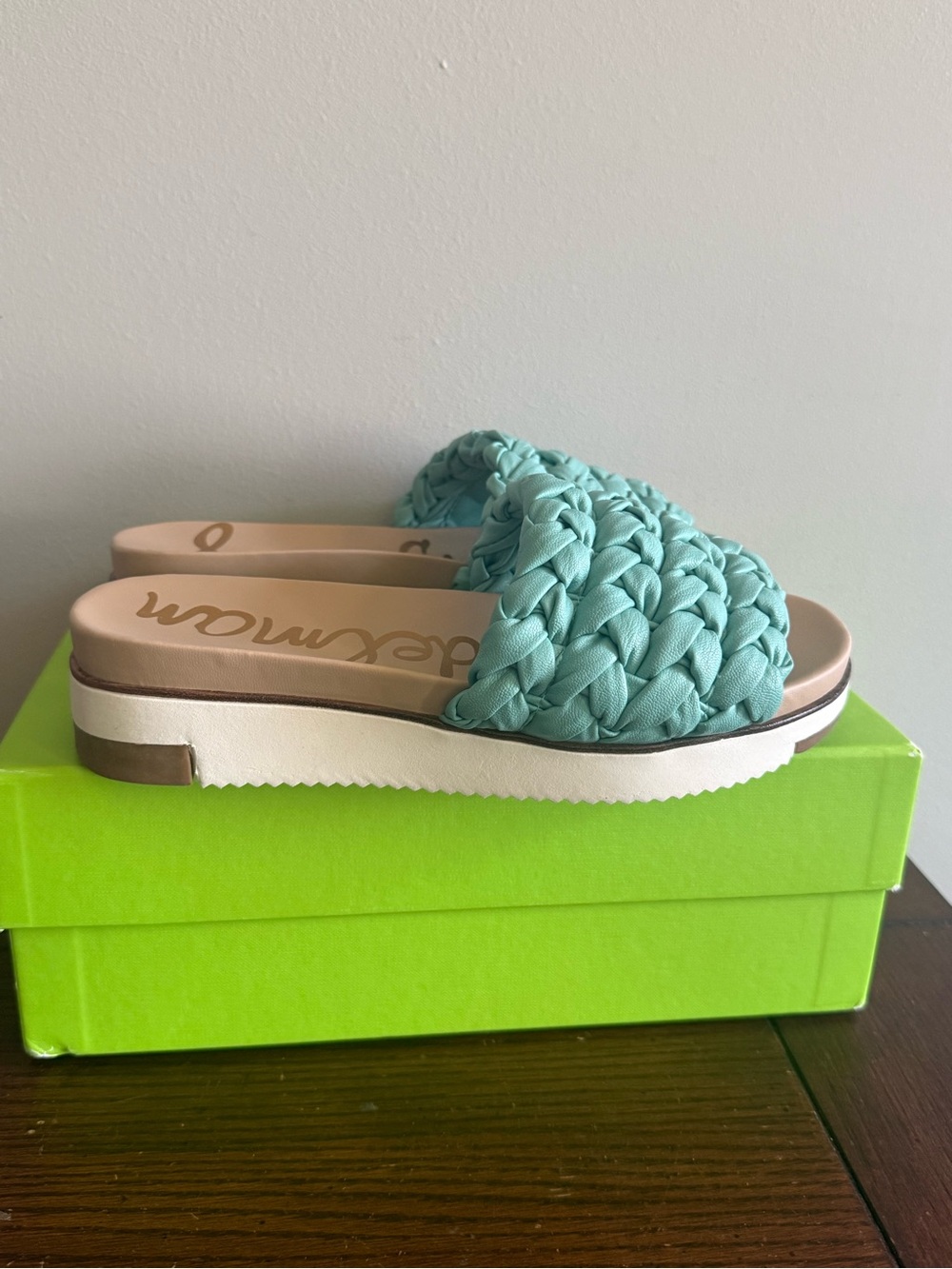 Sam Edelman AinslieBraided Slide Sandal in Aqua NEW